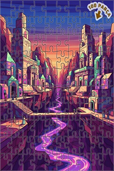 Teona Ahşap لغز خشبي بإطار مزدوج الطبقات من فانتاستيك فالي سيتي 100 قطعة 25x25