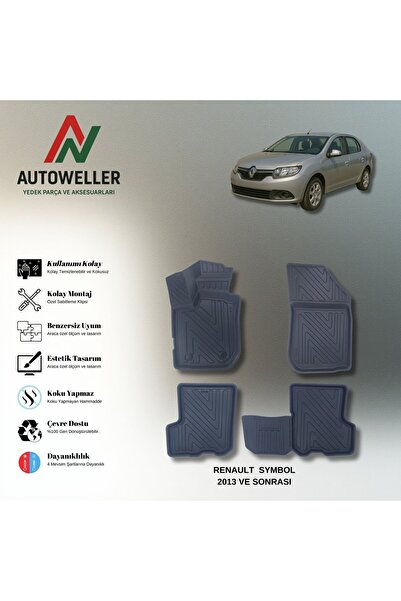 AutoWeller Renault Symbol 2013-2021 Havuzlu 3D TPE Oto Paspas Takımı