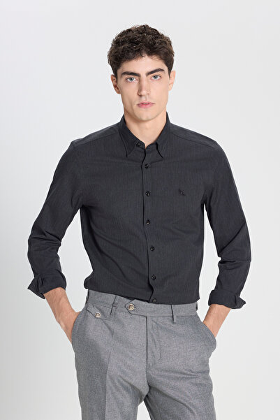ALTINYILDIZ CLASSICS Чоловіча сорочка антрацитового кольору, 100% бавовна, об...