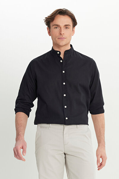 ALTINYILDIZ CLASSICS Мъжка черна риза с удобна кройка и свободна кройка с изп...