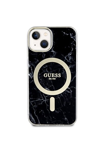 Guess Carcasă Marble MagSafe pentru iPhone 13/14/15, Neagră - Protecție Elegantă