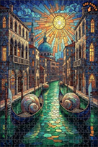 Teona Ahşap لغز خشبي مؤطر بطبقتين لفن الزجاج الملون لقنوات البندقية 400 قطعة ...