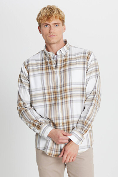 ALTINYILDIZ CLASSICS Чоловіча сорочка з бавовни кольору кави-бежевого, комфор...