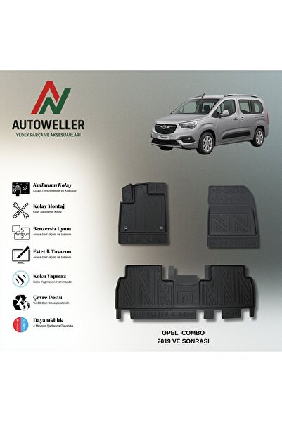AutoWeller Opel Combo 2019 Sonrası Havuzlu 3D TPE Oto Paspas Takımı