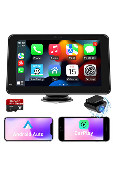 Dasbo Navigație auto universală cu ecran tactil de 7 inch, Apple Carplay și A...
