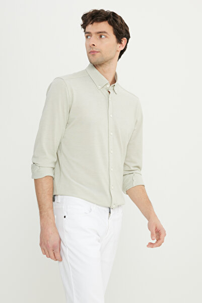 ALTINYILDIZ CLASSICS Men's Khaki 360 All-Direction Stretch Cotton Slim Fit Sl...