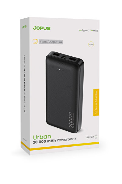 Jopus 20000mAh Powerbank - Led Işık Göstergeli - Taşınabilir Şarj Cihazı - Si...