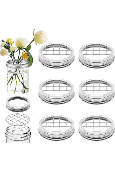 Arabest Mason Flower Jar Insert Lid,Mason Grid Flower Organizer (6 Set Rings ...