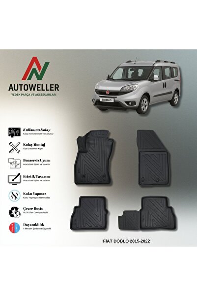 AutoWeller Fiat Doblo 2015-2022 Combi Havuzlu 3D TPE Oto Paspas Takımı