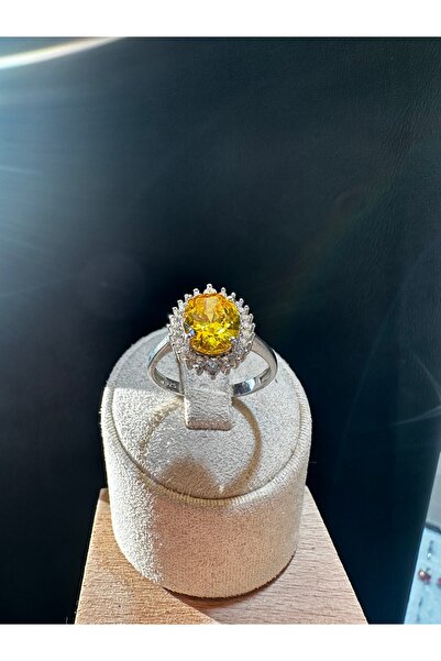 Jewel İTHAL YUVARLAK SİTRİN TAŞLI KADIN GÜMÜ YÜZÜK