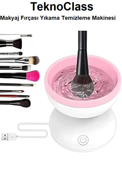 TeknoClass Makyaj Fırça Otomatik Yıkama Makinesi USB Şarjlı Pratik ve Hızlı F...