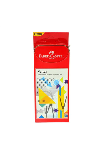 Faber Castell Vertex Mathematical Drawing Instrument Box 9pcs Set- Red