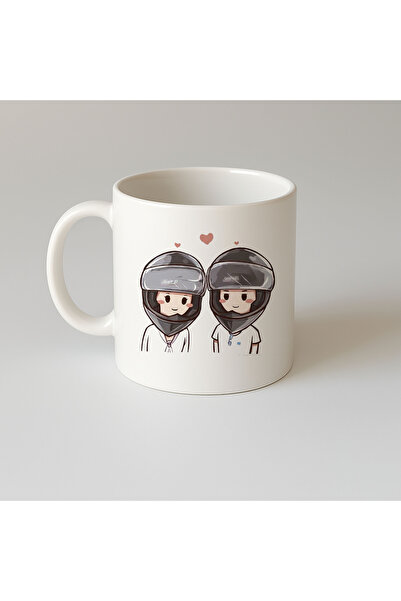 MODA Motorcycle Lover Valentine's Day February 14Th Printed Gift Porcelain Mu...