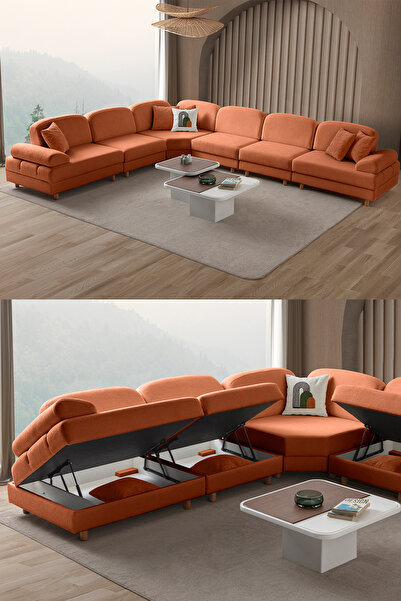 Eymense Aries Modüler Köşe Koltuk Takımı XL Turuncu