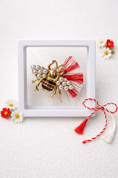 OEM Martisor brooch 5 cm, Bee with crystals, in a 9x9 cm box with window, Mar...