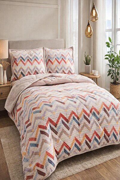 Özdilek Chevron Cottony Battaniyeli Yorgan Seti Çift Kişilik