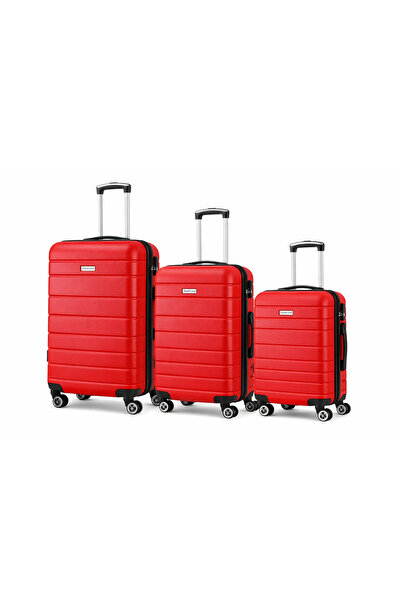 Royalty Line Set of 3 travel trolleys, sizes 20 24 28 inches, red color