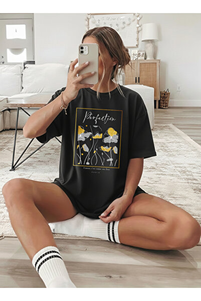 caddekombin Ženska grafika na temu moderne umetnosti Štampano crna T-shirt