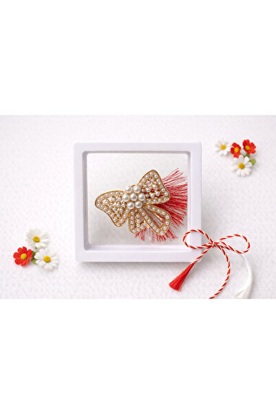 OEM Martisor brooch 5 cm, Crystal bow, in a 9x9 cm box with window, March 1st...