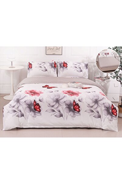 Casa de Vis Double Bedding Set, Satin Cotton, 180 x 200 cm, 4 Pieces, Multico...