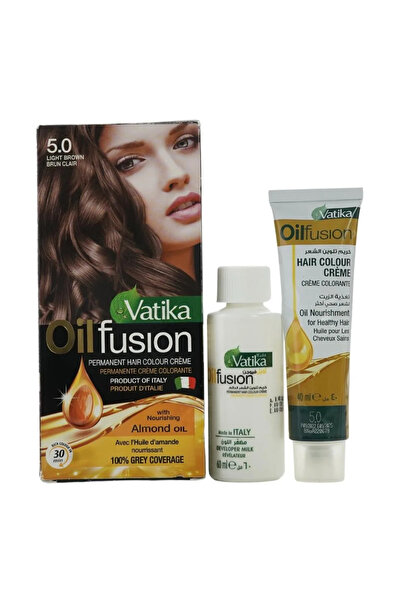 Vatika Oil Infusion Permanent Hair Color Creme with Almond Oil, 5.0 Light Brown