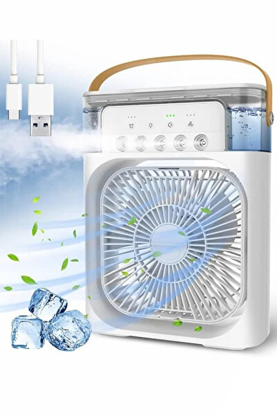 FUGO 3-in-1 Portable Fan, Spray Cooling Humidification, 7 Color LED, Silent, USB