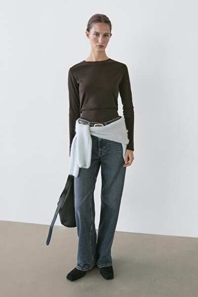 Massimo Dutti Yüksek bel geniş paça jean