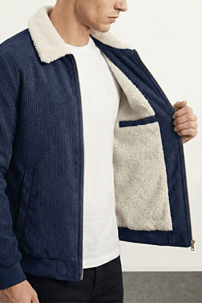 GENIUS STORE Men's Coat Plush Lined Shirt Collar Windproof Velvet Coat