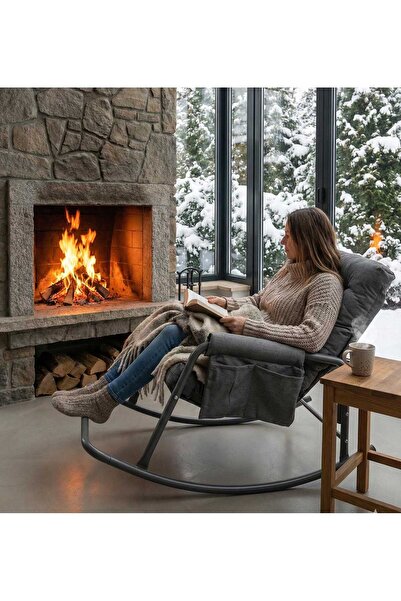 WEBPANYA Geniş Oturum Sallanan Sandalye Minderli Dinlenme Koltuğu Sallanır Ko...