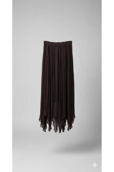 salome butik Batik Patterned Chiffon Skirt with Elastic Waist