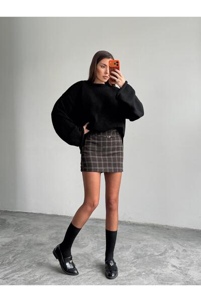 mydukkan.co Waist-Tie Plaid Mini Skirt