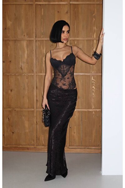 Bak'ap Premium Satin Textured Long Skirt