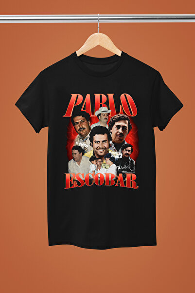 MAGORS تي شيرت قطني مطبوع بأكمام قصيرة وقصة عادية من بابلو إسكوبار