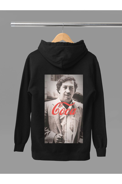 MAGORS سويت شيرت بقلنسوة من القطن مطبوع عليه بابلو إسكوبار بأكمام طويلة مبطن ...