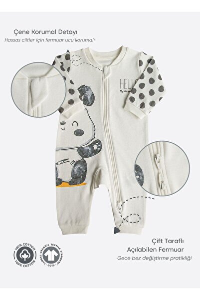 kitikate بذلة باندا عضوية بسحاب إيكرو