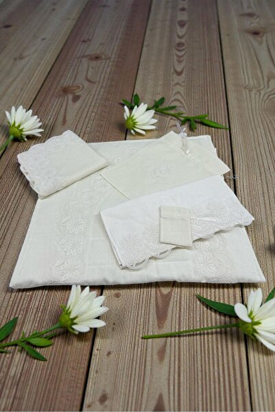 HAVLULAND 5 PARÇA ÇEYİZLİK ÖZEL TASARIM FRANSIZ GÜPÜRLÜ LÜKS KETEN SECCADE HA...