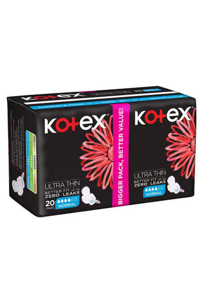 Kotex فوط صحية عادية فائقة الرقة، مانعة للتسرب، مريحة ونظيفة - 20 قطعة