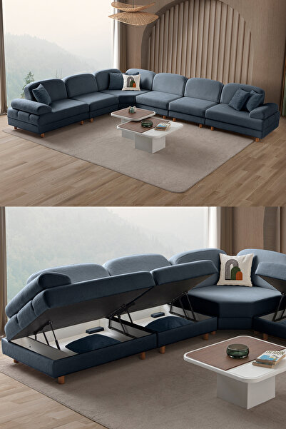 Eymense Aries Modüler Köşe Koltuk Takımı XL Mavi