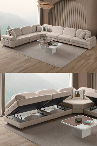 Eymense Aries Modüler Köşe Koltuk Takımı XL Sütlü Kahve