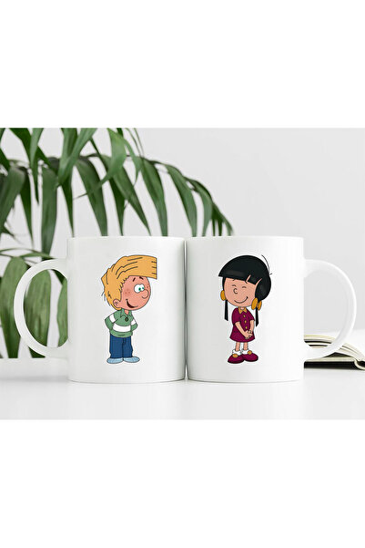 MODA February 14 Valentine's Day Printed 2-Piece Couple Gift Porcelain Mug Cup