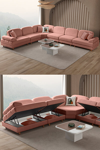 Eymense Aries Modüler Köşe Koltuk Takımı XL Pembe