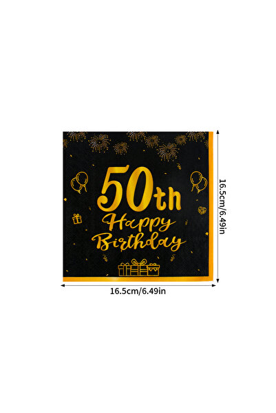Choice مناديل عيد ميلاد 50، 20 قطعة، 30، 40، 50، 60، باللونين الأسود والذهبي،...