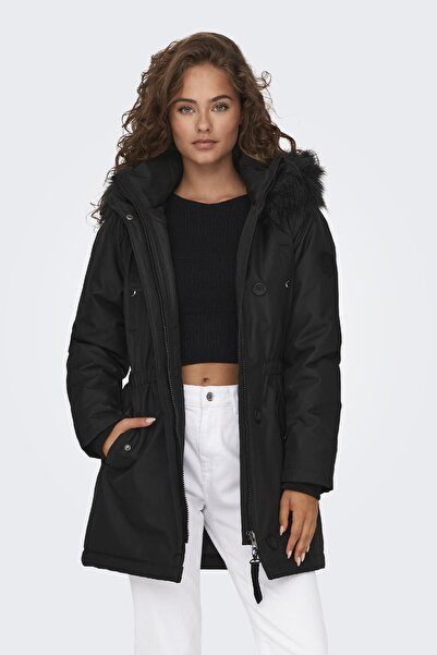 ONLY Women's Hooded Fur Winter Parka - Iris