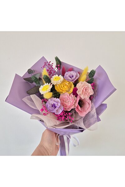 Yellow Tulip colorful spring bouquet/ March 1/ March 8- sola flowers, dried a...