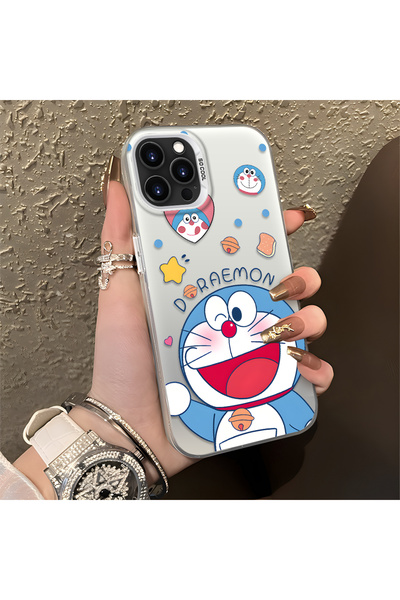 Hontinga حافظة سيليكون رفيعة مقاومة للصدمات بنمط دورايمون متوافقة مع هاتف آيف...