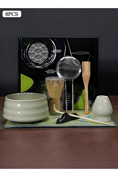 DOMEET طقم مضرب ماتشا، طقم شاي ماتشا ياباني مكون من 8 قطع، يشمل وعاء ماتشا وم...