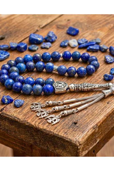 SUFİ TESBİH VE ESANS سبحة من حجر اللازورد - حجر طبيعي بلون أزرق منتصف الليل -...