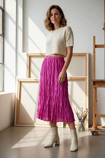 RANDOM Women's Elastic Waist Long Skirt