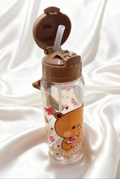 Glanart askılı pipetli 500 ml suluk/ matara kahverengi