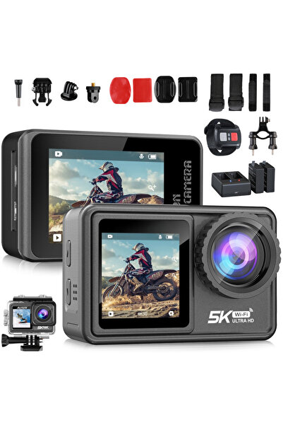 Dasbo 5K Ultra HD екшън камера, двоен екран, Wifi + приложение, 48MP, 30M вод...